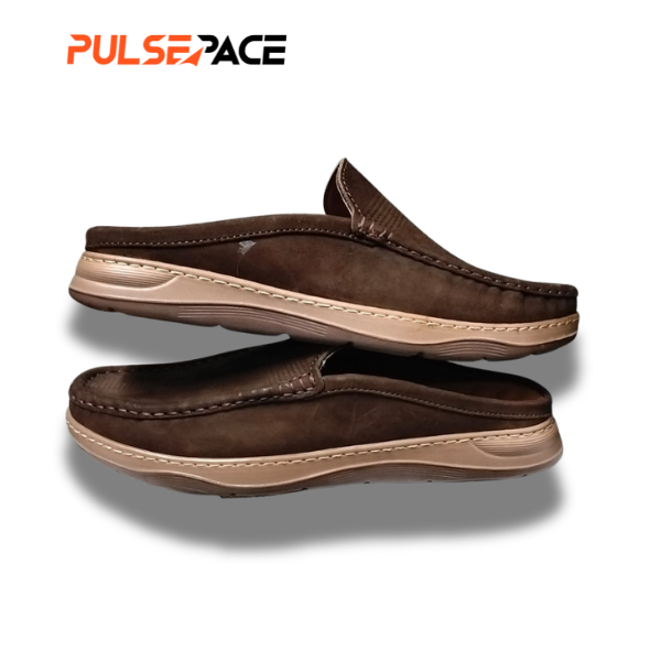 Men’s Premium Genuine Leather Casual half Loafer - dark brown