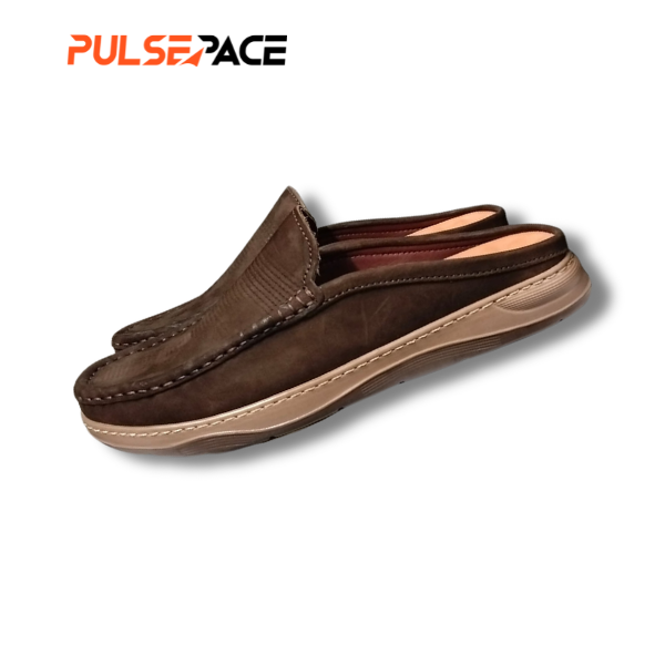 Men’s Premium Genuine Leather Casual half Loafer - dark brown